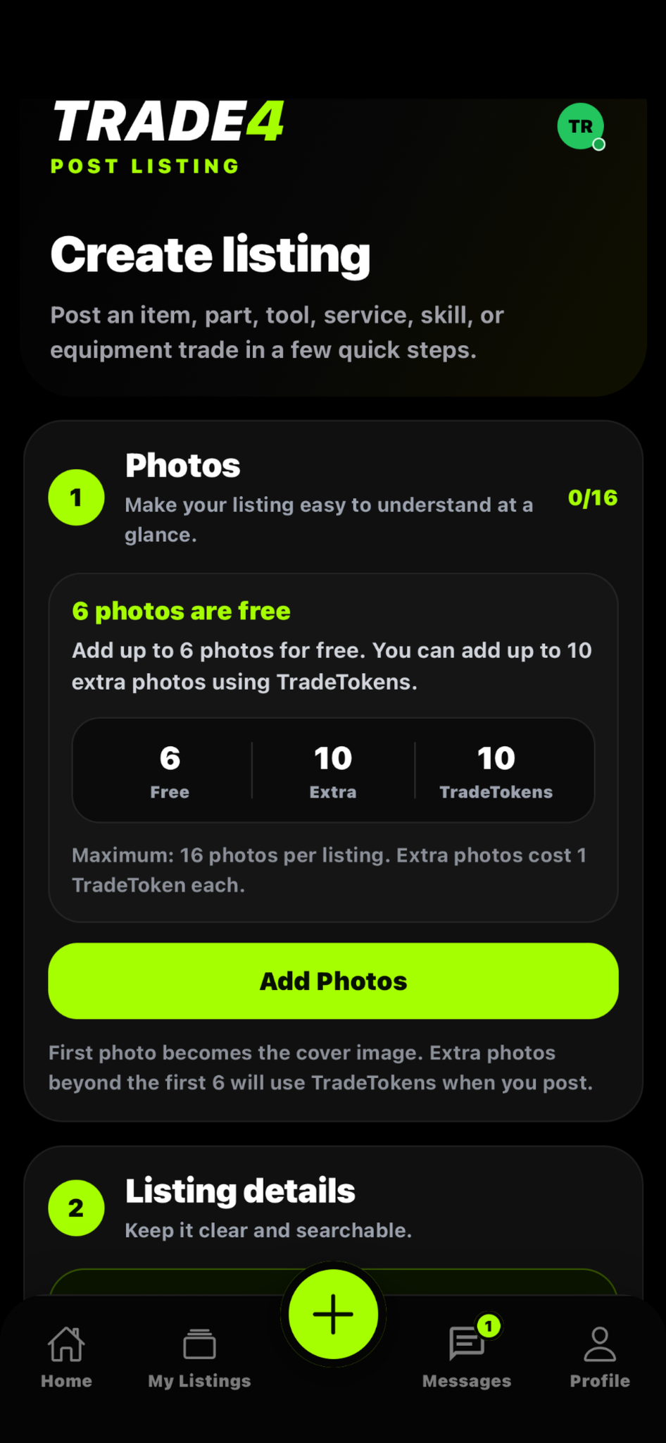 Create listing screenshot thumbnail